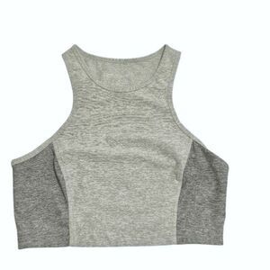 Outdoor Voices Women's Gray Racerback Two-Tone High Neck Athena Top Small